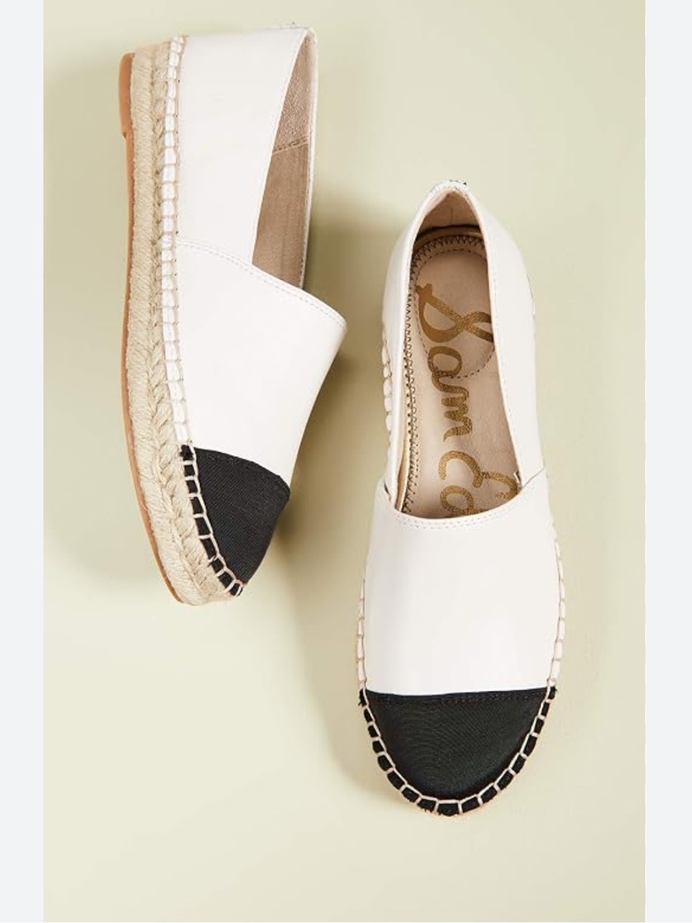Sam Edelman Krissy Leather Espadrille Loafers Flats Cream Black Women’s Size 6.5